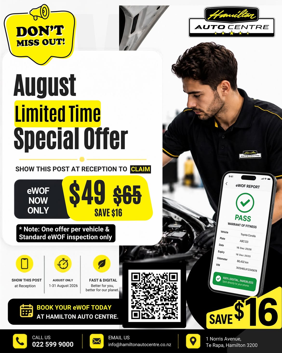 eWOF at $49 - Hamilton Autocentre